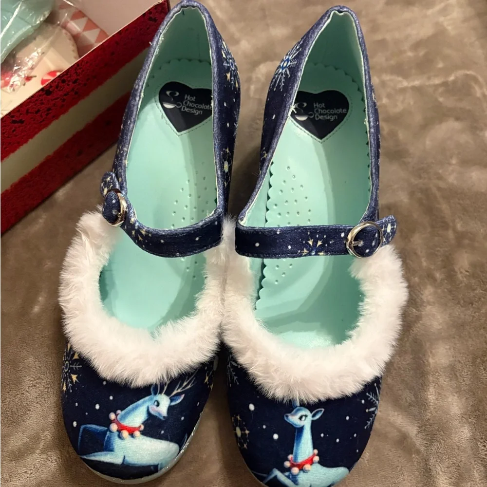 Elegant Blue Snowflake Heels - Picture 2 of 10